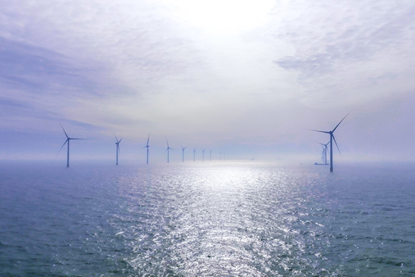 渤中B2海上风电项目全容量并网发电。受访者供图