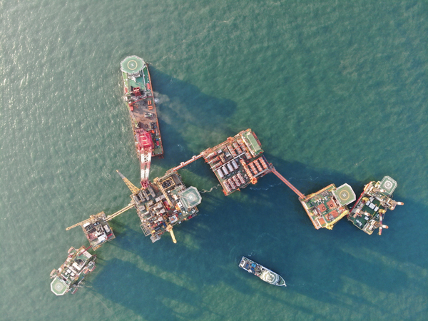 墾利6-1油田海上施工作業現場。受訪者供圖