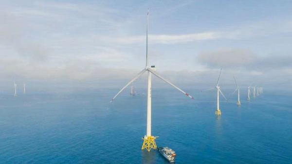 全球首台16兆瓦超大容量海上風電機組。韓磊攝