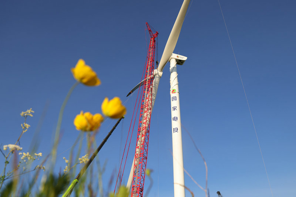 霍林河循環經濟示範工程30萬千瓦風電項目施工現場。受訪者供圖