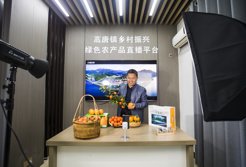 將樂縣常口村種植戶通過線上直播的形式銷售農產品。董觀生攝