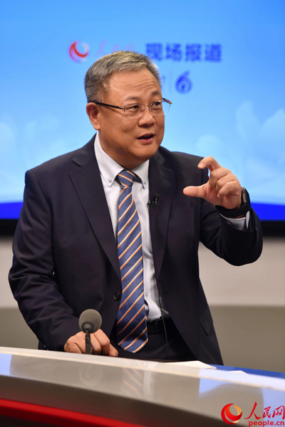 AMD高级副总裁、中国区总裁潘晓明做客人民网“人民会客厅――进博时刻”栏目。人民网记者 于凯摄