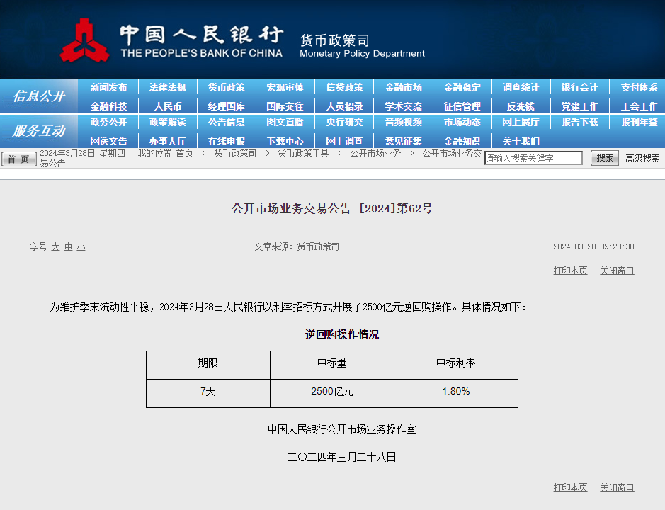 中國人民銀行官網截圖
