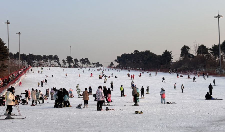 沈阳棋盘山滑雪场游人如织。人民网记者 许维娜摄