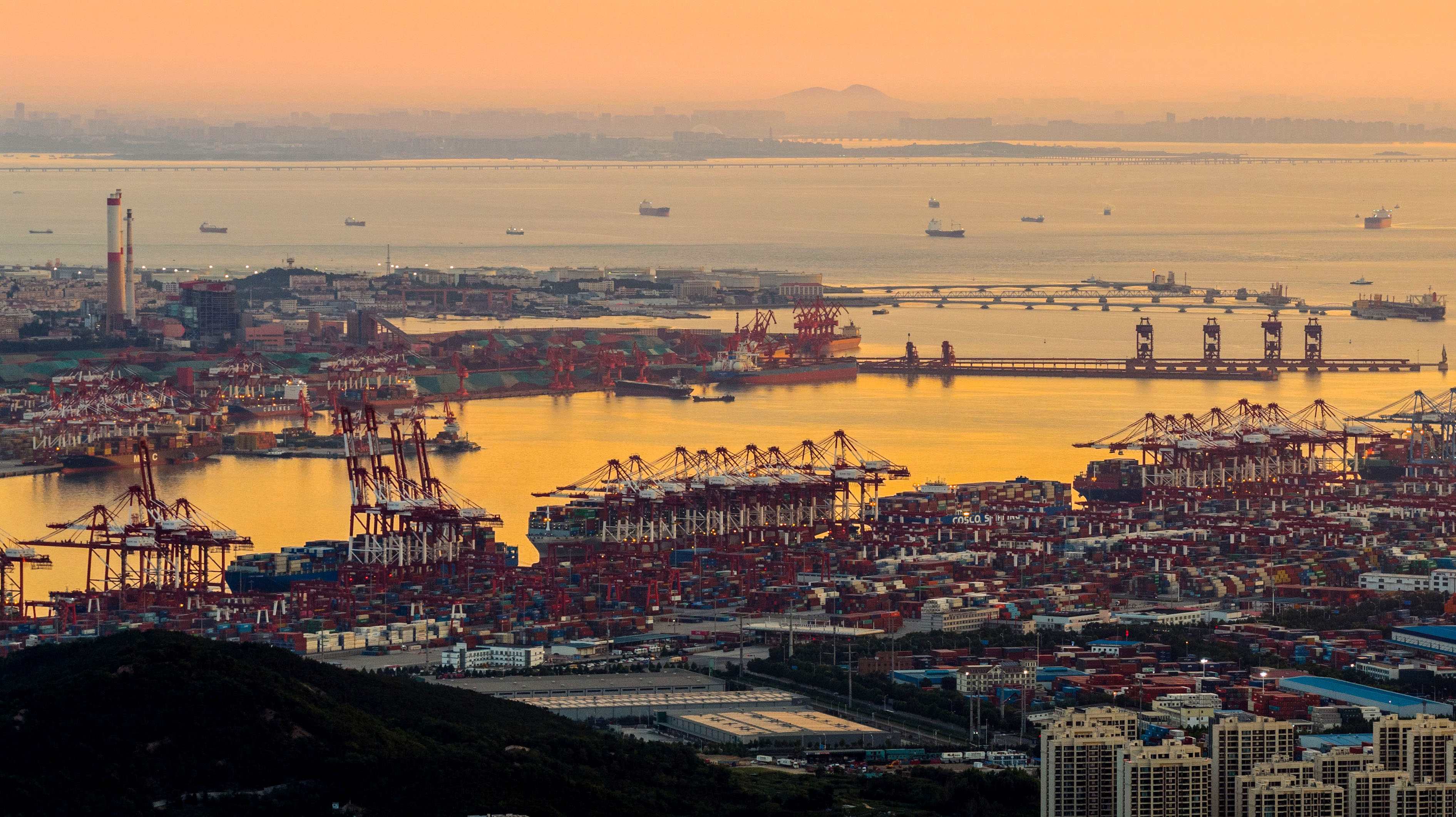 山东青岛：前湾集装箱码头装卸忙