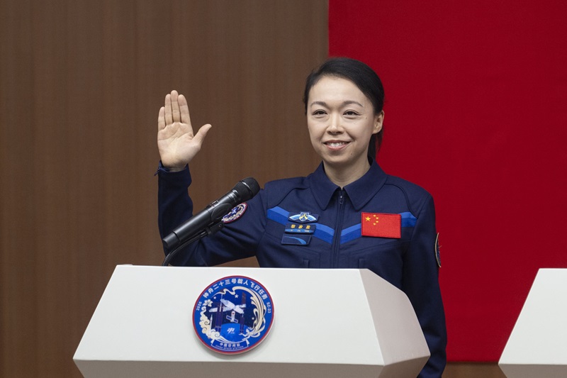 神舟二十三號航天員黎家盈。人民網記者 翁奇羽攝