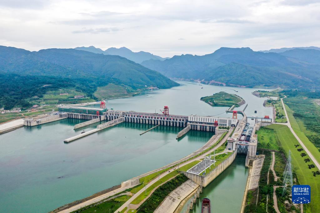 9月2日拍摄的广西大藤峡水利枢纽（无人机照片）。新华社记者 曹t铭 摄