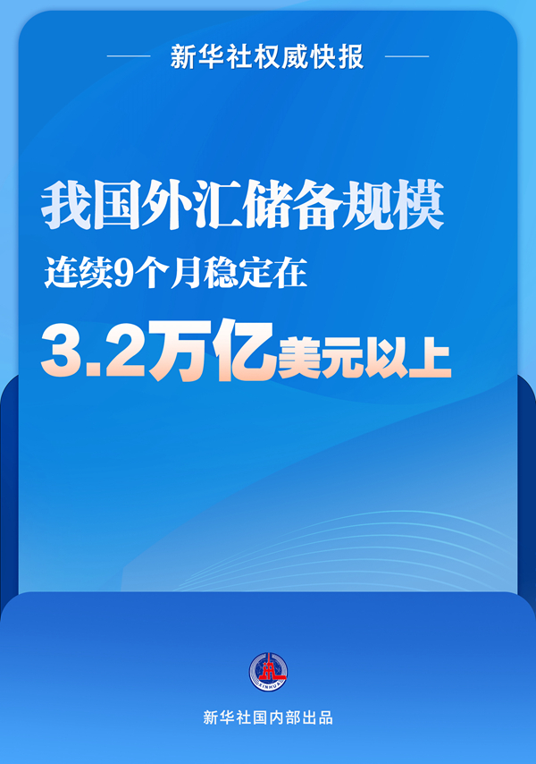 我国外汇储蓄范围持续9个月不变在3.2万亿美元以上